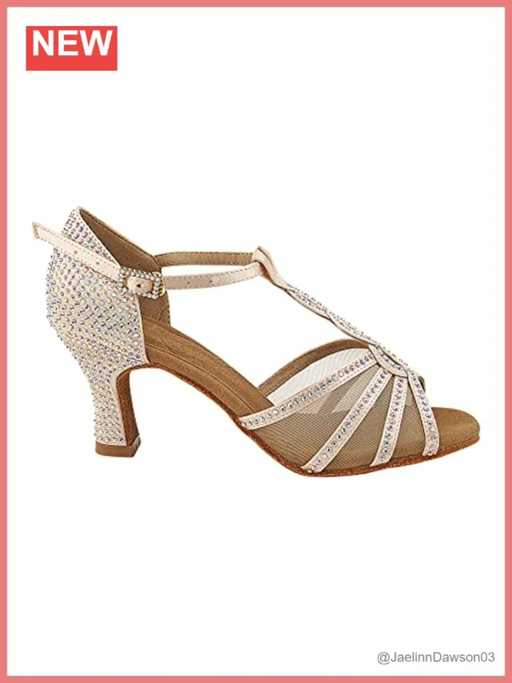 Crystal Embellished Suede Sole Satin Dance Shoes